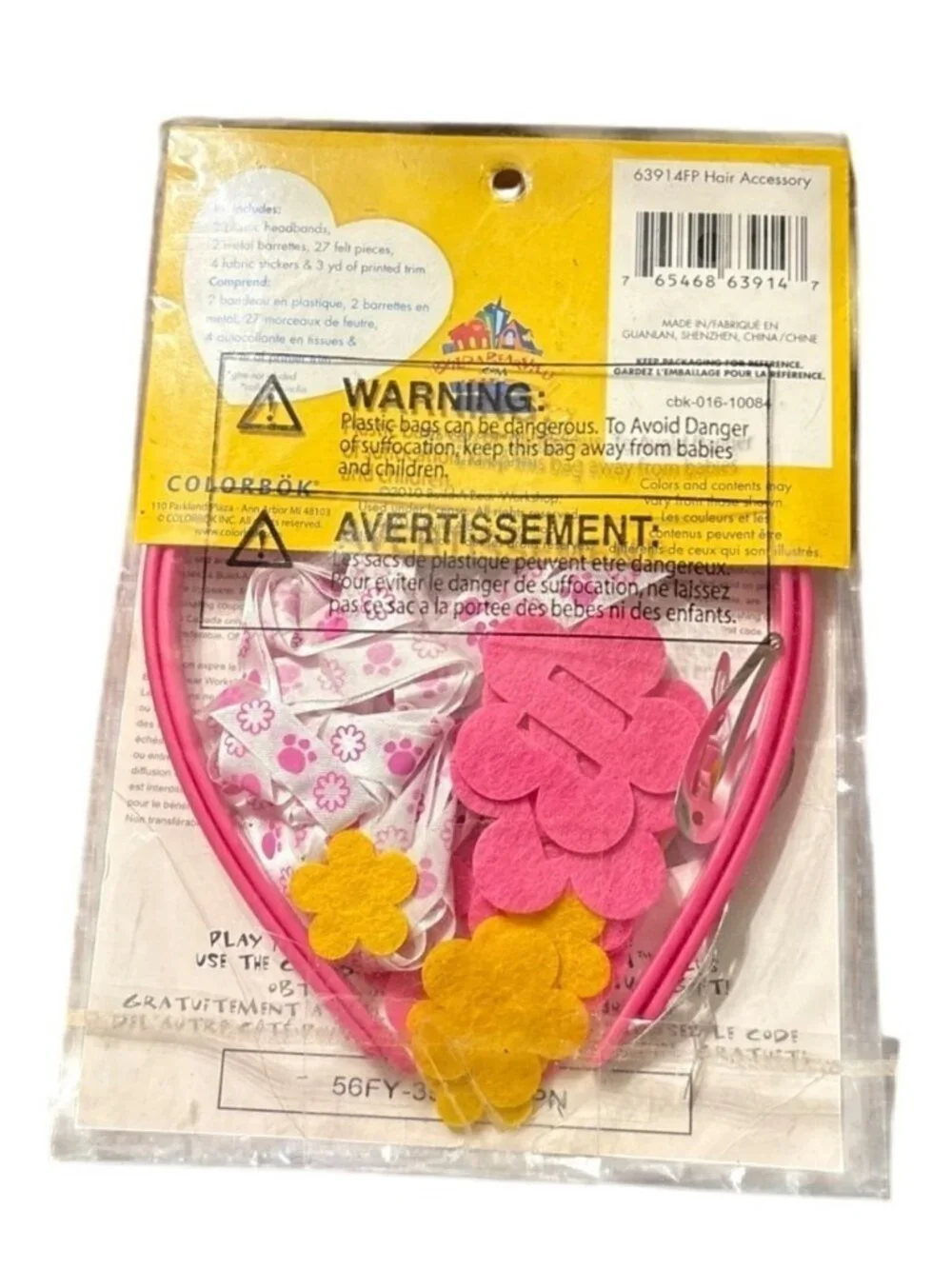 Build-A-Bear Craftshop Hair Accessory Kit Ages 4-6 Pink Floral Headbands & Clips